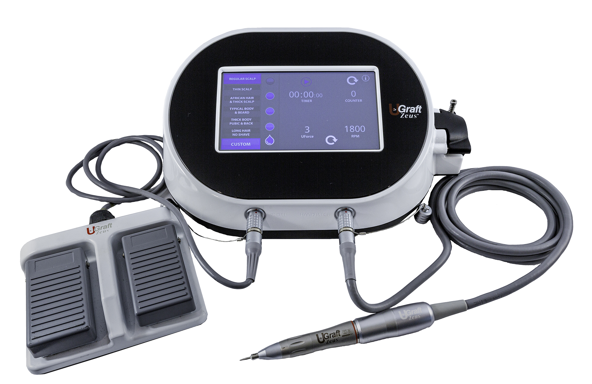Dr.UGraft® Zeus FUE Hair Transplant System with pedal and handpiece